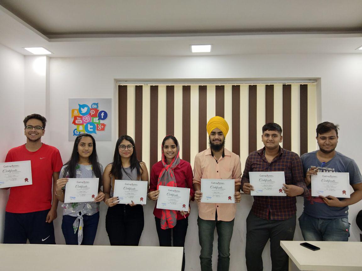 Students with their course certificates